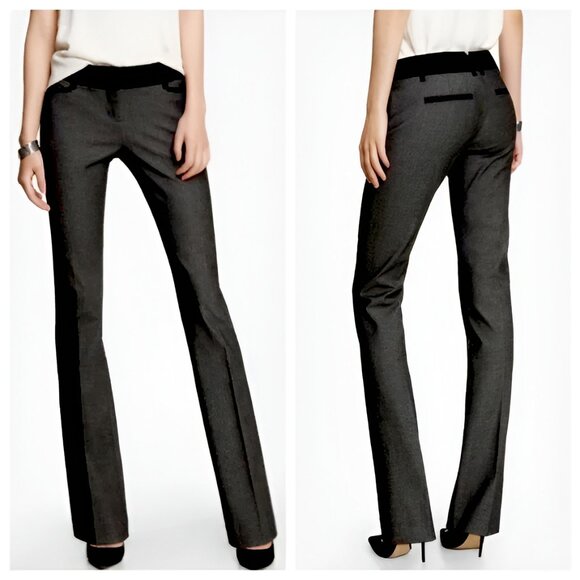 NWT Express Editor Charcoal Gray Black Tux Barely Flare Bootcut Dress Pants S 4